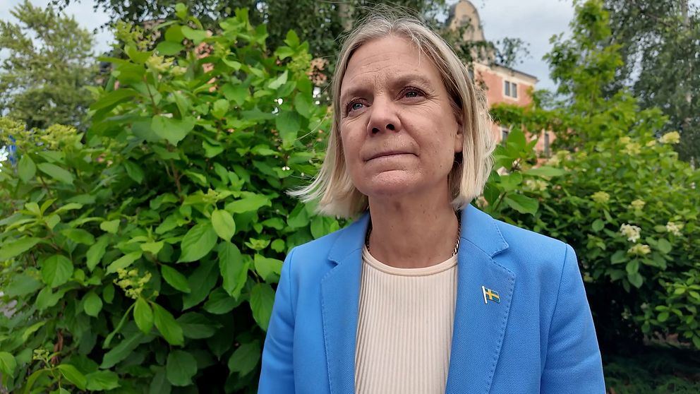 Magdalena Andersson durante la campagna elettorale svedese del 2026