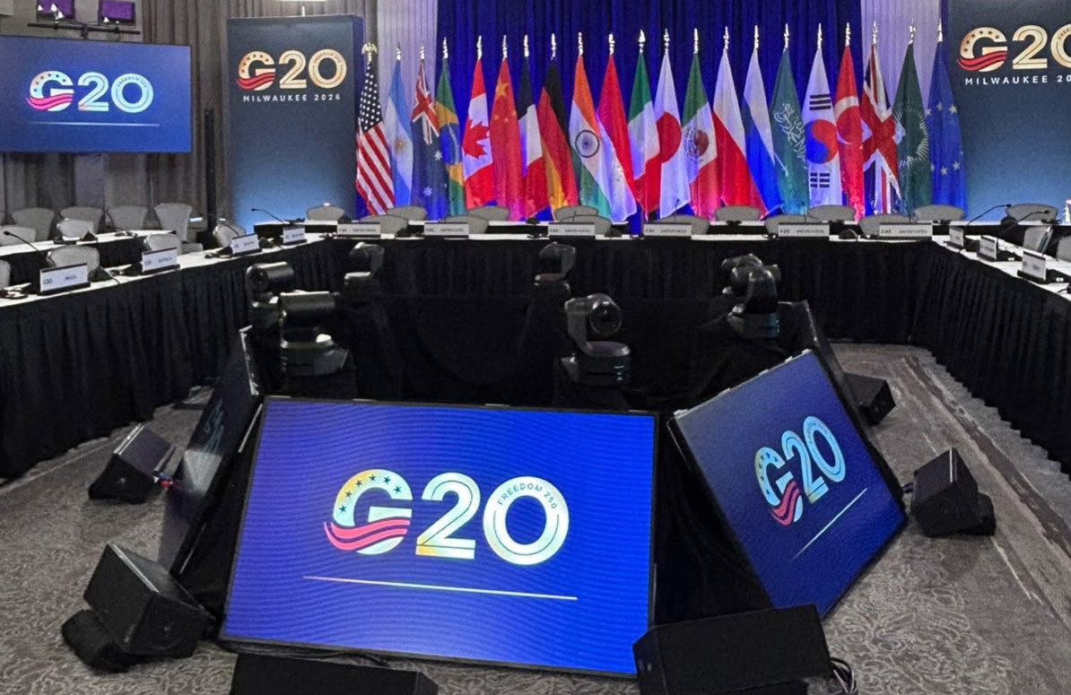 Sala della ministeriale G20 Commercio a Milwaukee, fotografia pubblicata il 1 ottobre 2026