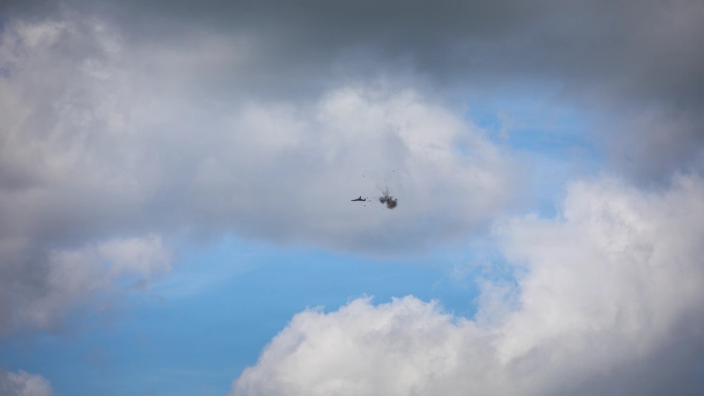 Intercettazione di un drone bersaglio durante Baltic Trust 2026 in Lettonia, agosto 2026