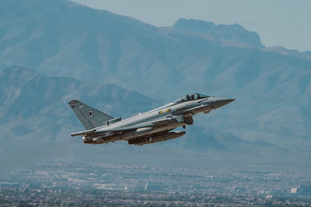 Un Typhoon della Royal Air Force a Nellis, Nevada, 4 febbraio 2026. Repertorio, non dello schieramento in Arabia Saudita.