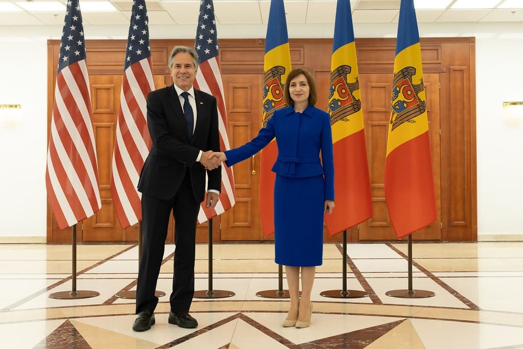 Maia Sandu con Antony Blinken a Chișinău, 29 maggio 2024. Repertorio, non la visita in Ungheria.