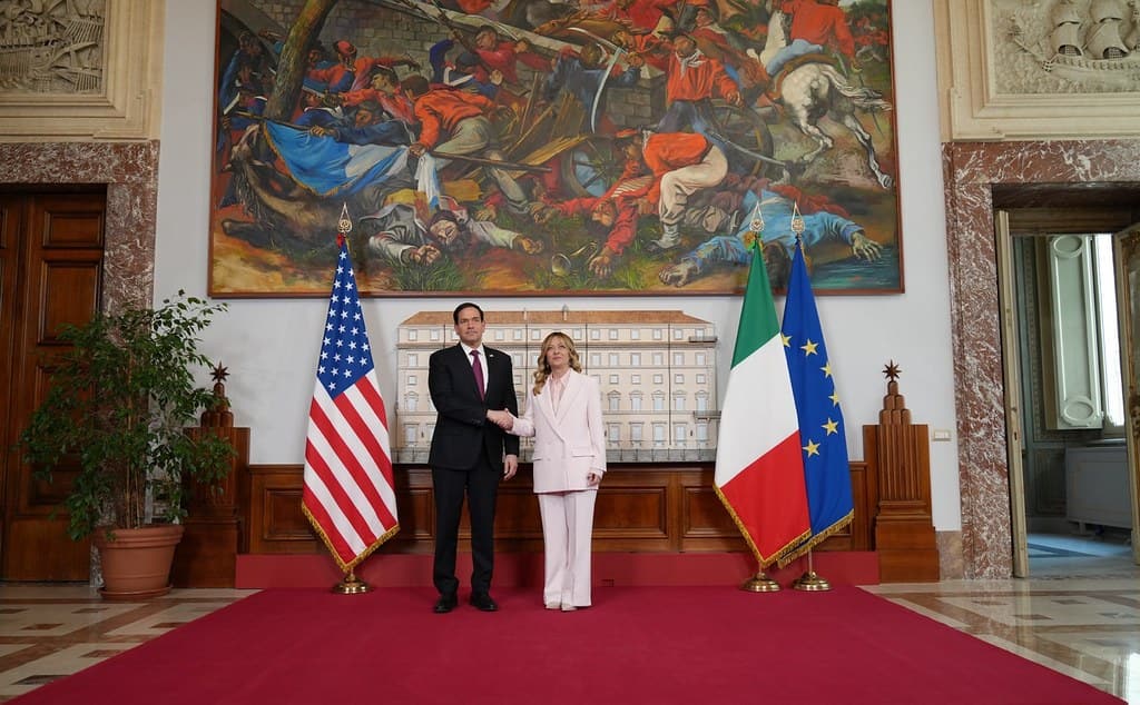 Giorgia Meloni con Marco Rubio a Roma, 8 maggio 2026. Repertorio.