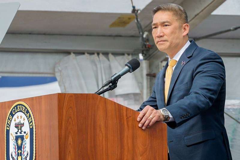 Hung Cao alla cerimonia di entrata in servizio della USS Cleveland, in Ohio, il 16 maggio 2026. Immagine di repertorio.