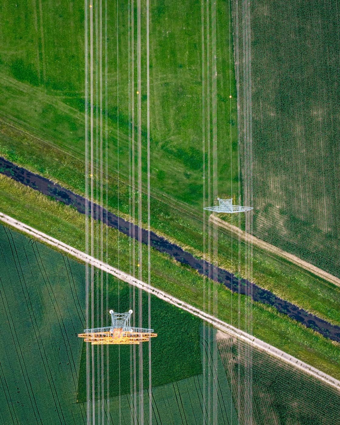 Linee elettriche sopra campi agricoli (repertorio).