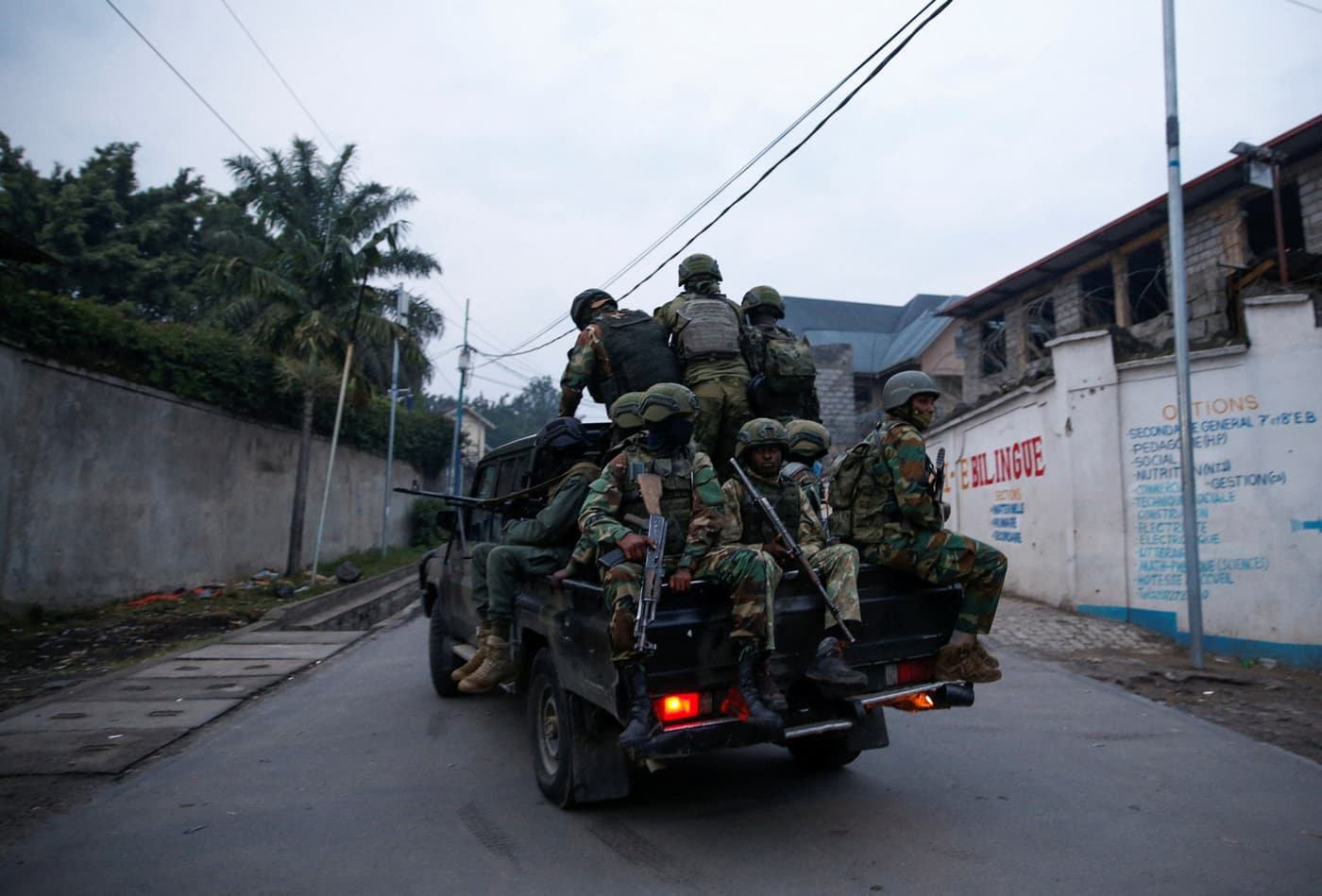 Militari su un veicolo a Goma. Fotografia di repertorio dal conflitto nell’Est del Congo.